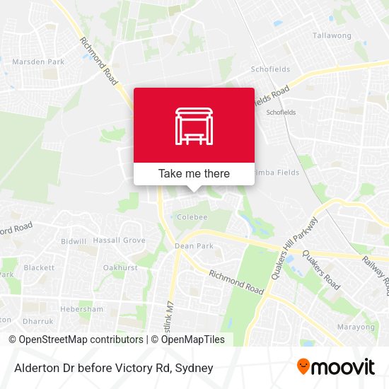 Alderton Dr before Victory Rd map