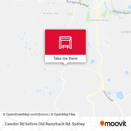 Cawdor Rd before Old Razorback Rd map
