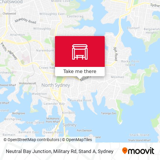 Neutral Bay Junction, Military Rd, Stand A map