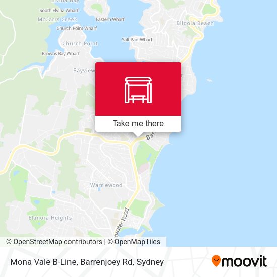 Mapa Mona Vale B-Line, Barrenjoey Rd