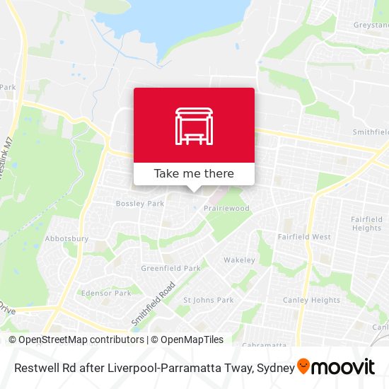 Mapa Restwell Rd after Liverpool-Parramatta Tway