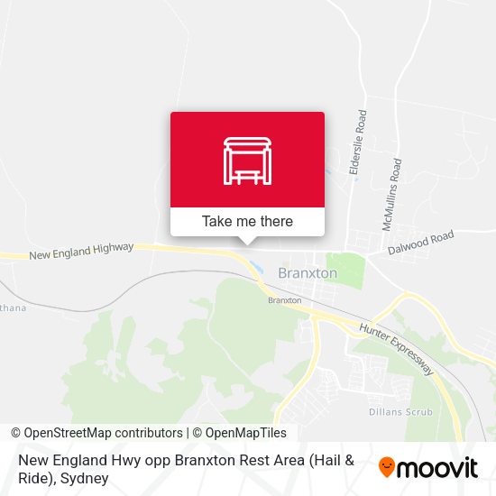 New England Hwy opp Branxton Rest Area (Hail & Ride) map