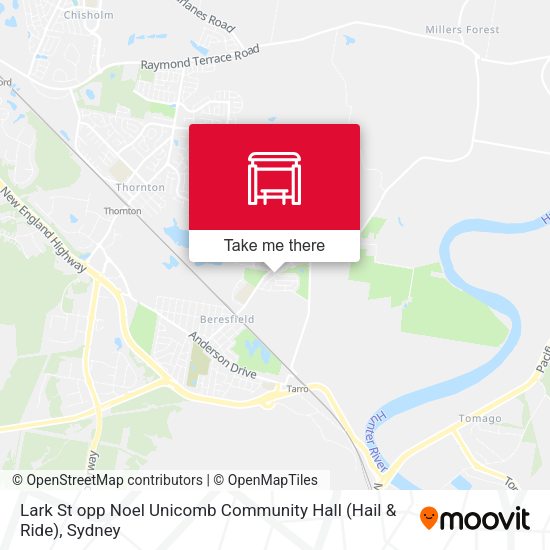 Lark St opp Noel Unicomb Community Hall (Hail & Ride) map