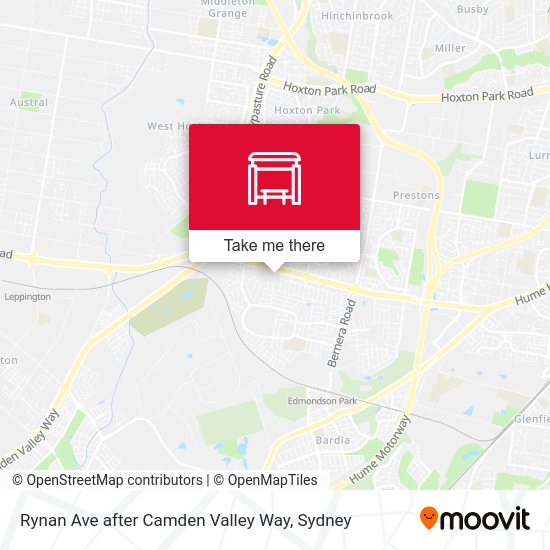 Rynan Ave after Camden Valley Way map