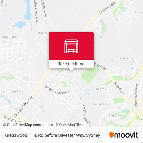 Gledswood Hills Rd before Silvester Way map