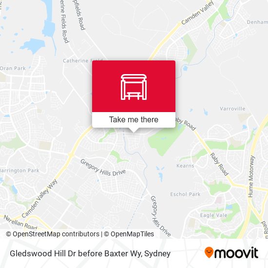 Gledswood Hill Dr before Baxter Wy map