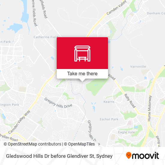 Gledswood Hills Dr before Glendiver St map