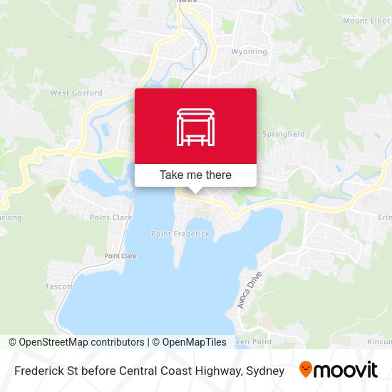 Frederick St before Central Coast Highway map