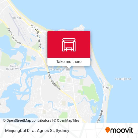 Minjungbal Dr at Agnes St map