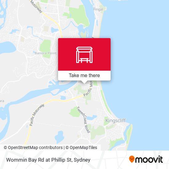 Wommin Bay Rd at Phillip St map