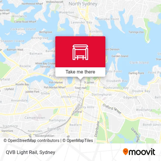 Mapa QVB Light Rail