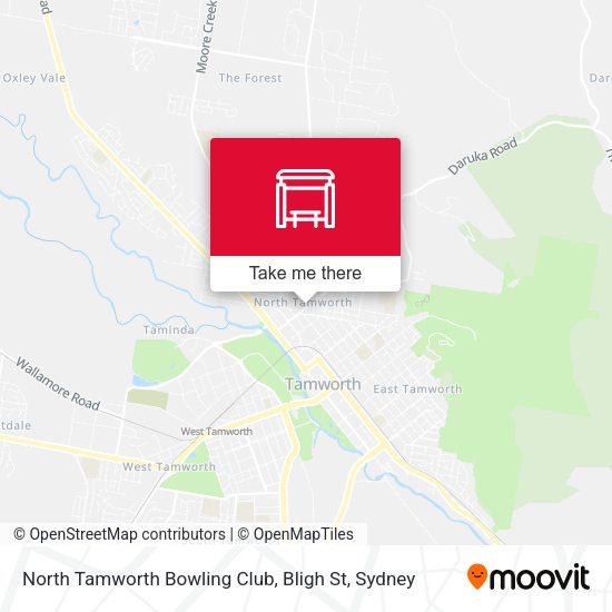 North Tamworth Bowling Club, Bligh St map