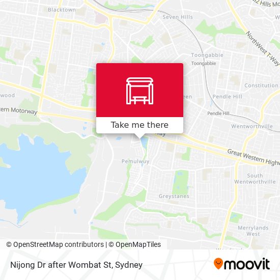 Nijong Dr after Wombat St map