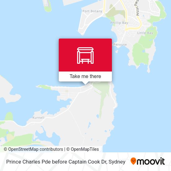 Prince Charles Pde before Captain Cook Dr map