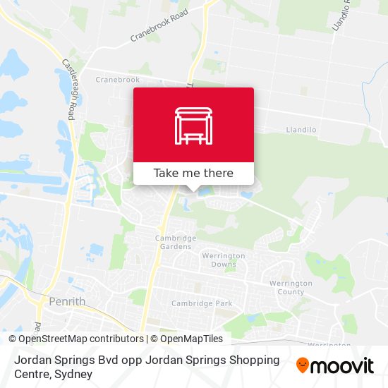 Mapa Jordan Springs Bvd opp Jordan Springs Shopping Centre