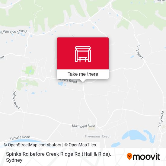 Spinks Rd before Creek Ridge Rd (Hail & Ride) map