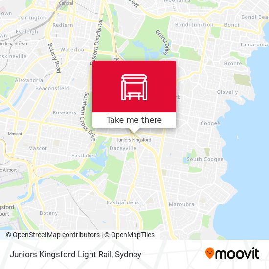 Juniors Kingsford Light Rail map