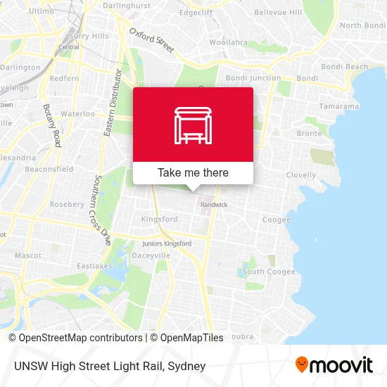 Mapa UNSW High Street Light Rail