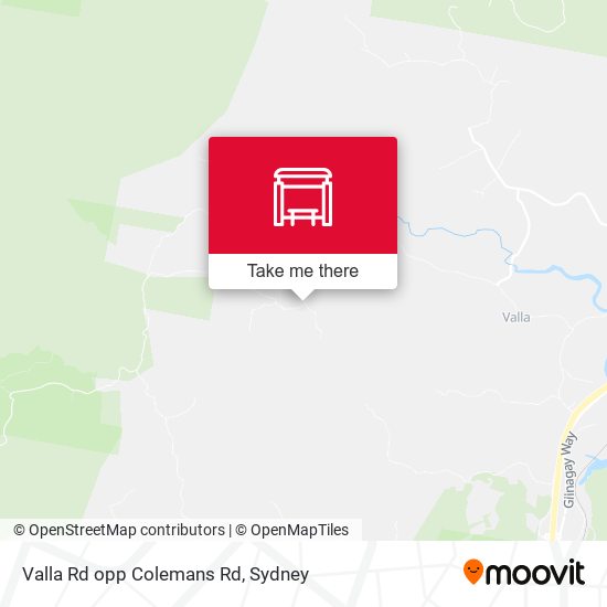 Valla Rd opp Colemans Rd map