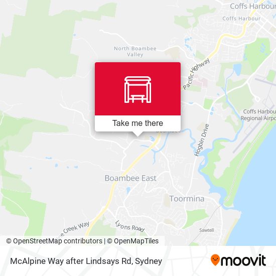 McAlpine Way after Lindsays Rd map