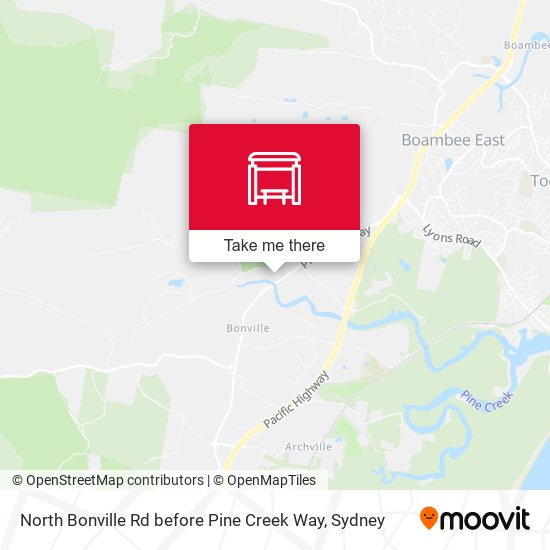 North Bonville Rd before Pine Creek Way map