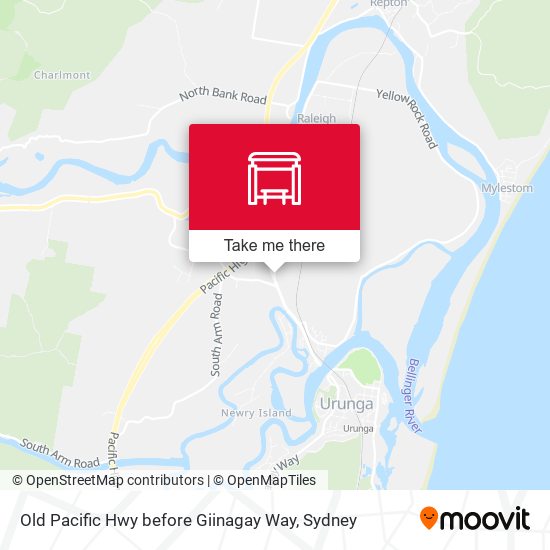 Old Pacific Hwy before Giinagay Way map