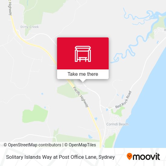 Solitary Islands Way at Post Office Lane map