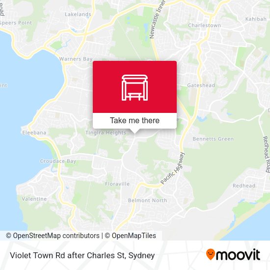 Violet Town Rd after Charles St map
