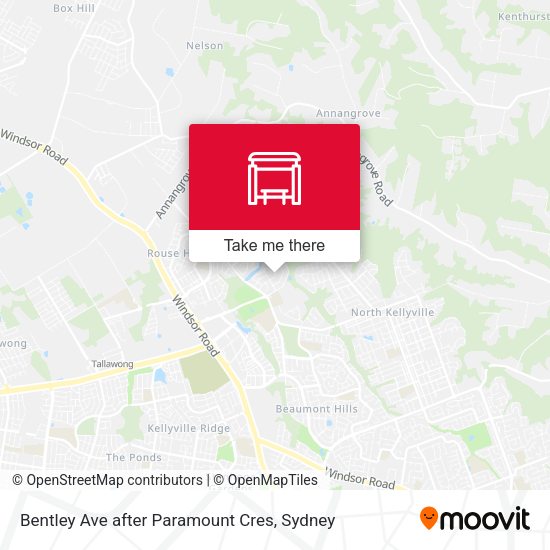 Bentley Ave after Paramount Cres map