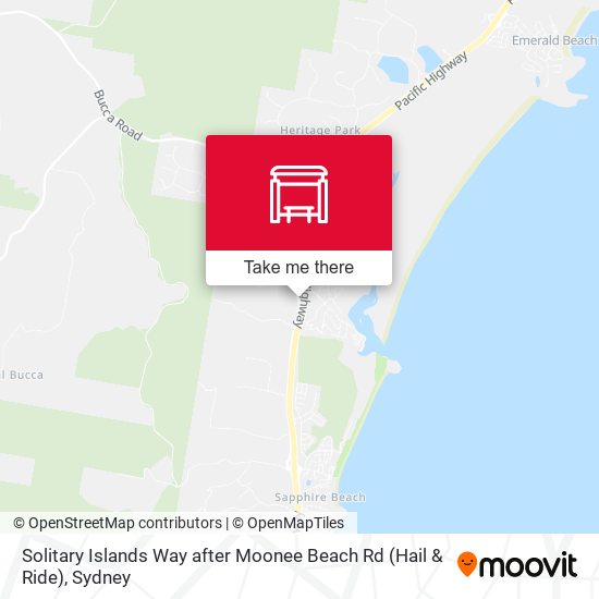 Solitary Islands Way after Moonee Beach Rd (Hail & Ride) map