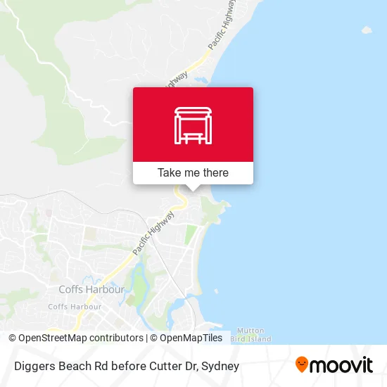 Diggers Beach Rd before Cutter Dr map