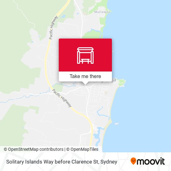 Solitary Islands Way before Clarence St map