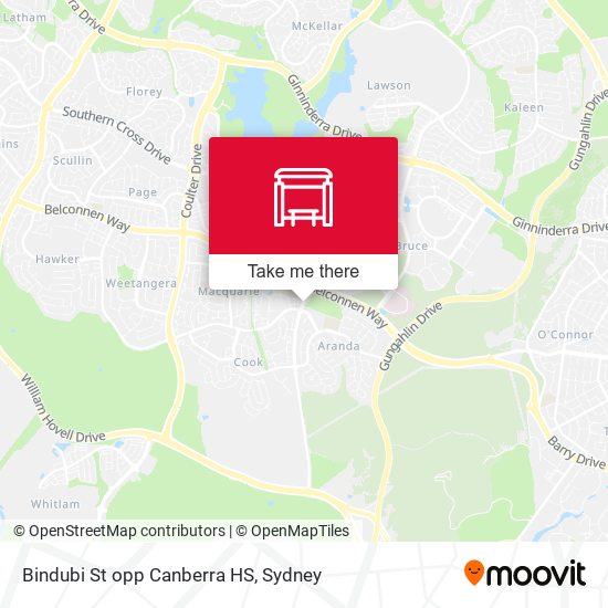 Bindubi St opp Canberra HS map