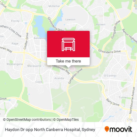 Haydon Dr opp North Canberra Hospital map