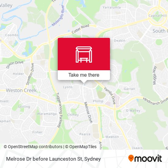 Melrose Dr before Launceston St map