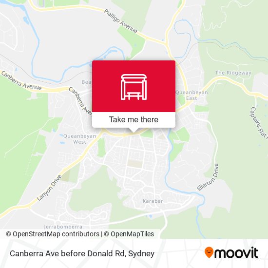 Canberra Ave before Donald Rd map