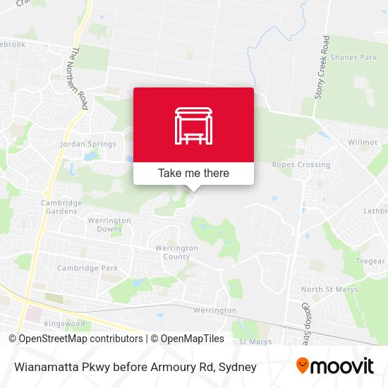 Wianamatta Pkwy before Armoury Rd map