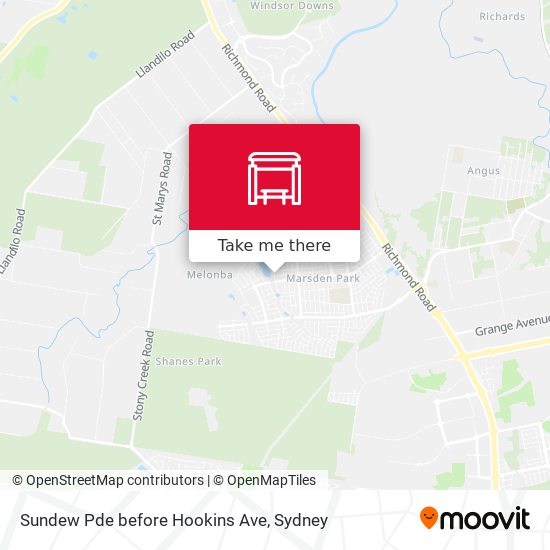 Sundew Pde before Hookins Ave map