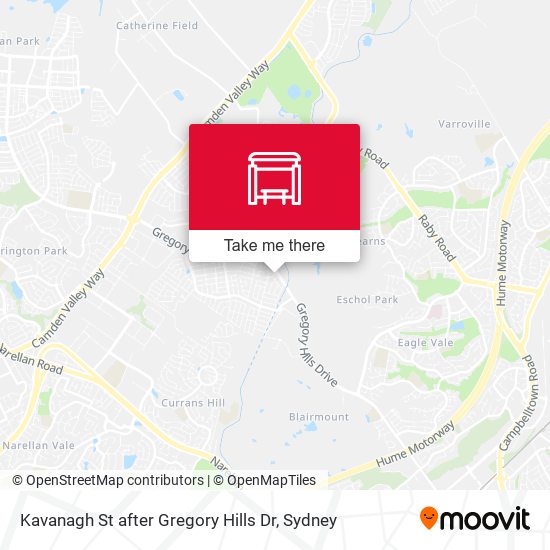 Kavanagh St after Gregory Hills Dr map