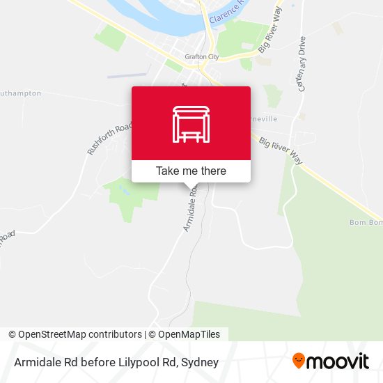 Armidale Rd before Lilypool Rd map