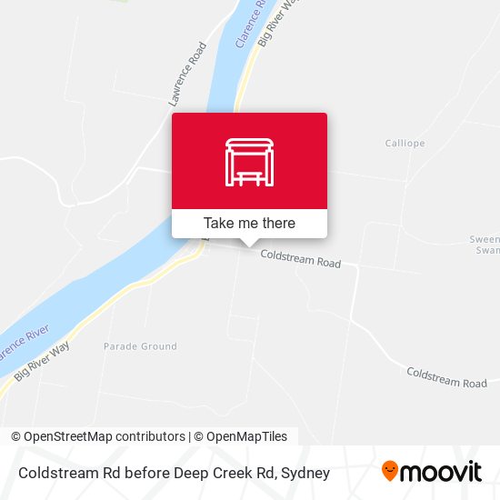 Coldstream Rd before Deep Creek Rd map