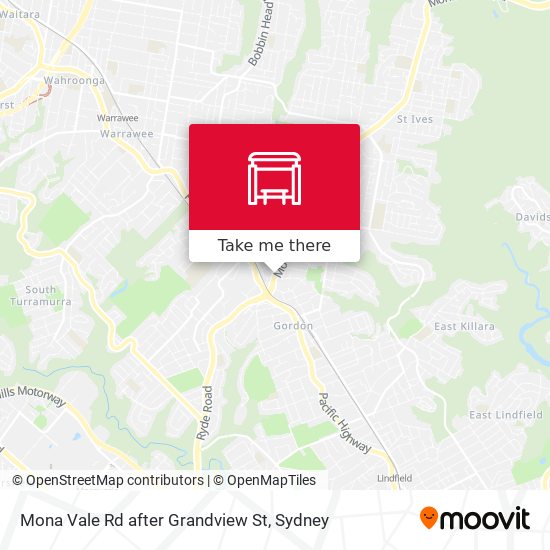 Mona Vale Rd after Grandview St map