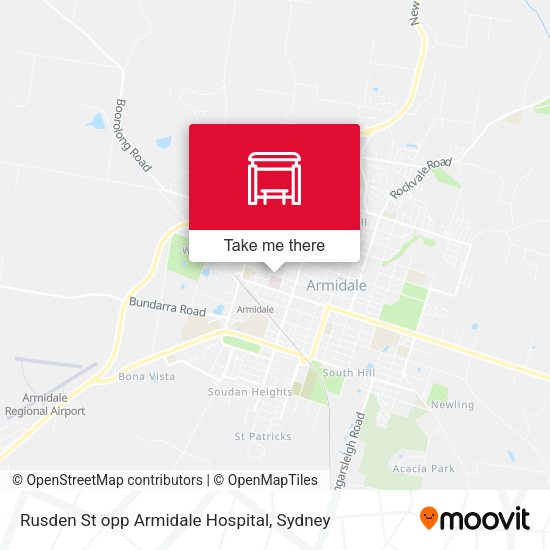Rusden St opp Armidale Hospital map