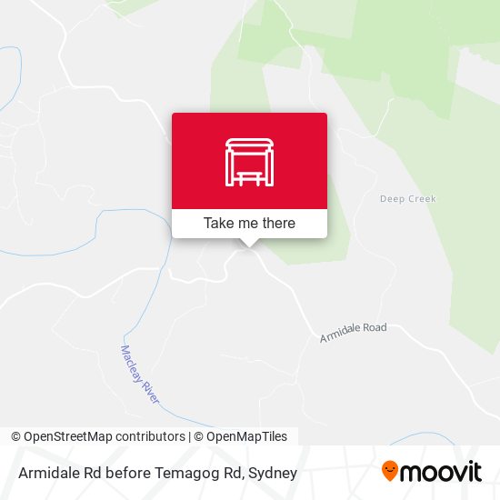 Armidale Rd before Temagog Rd map