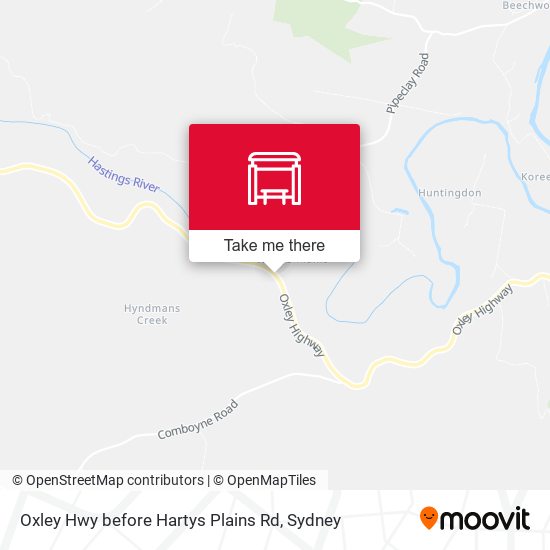 Oxley Hwy before Hartys Plains Rd map