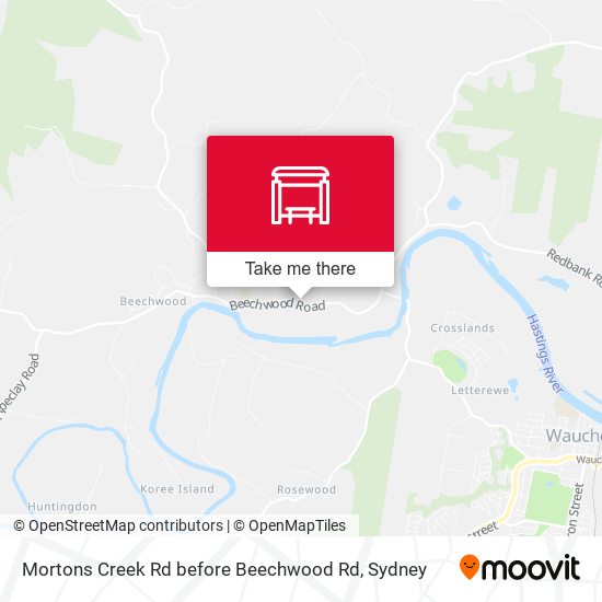 Mortons Creek Rd before Beechwood Rd map