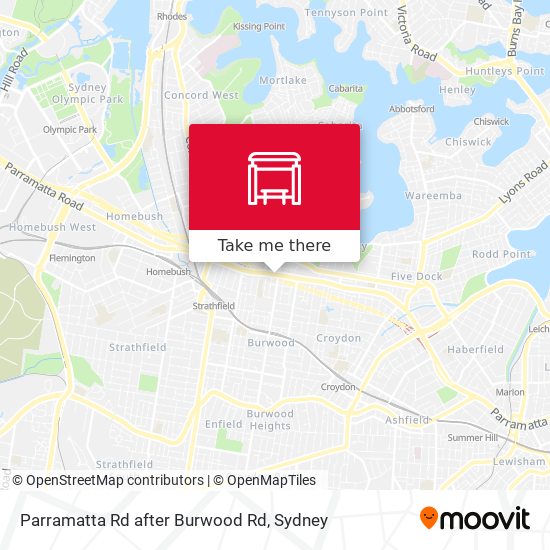 Mapa Parramatta Rd after Burwood Rd