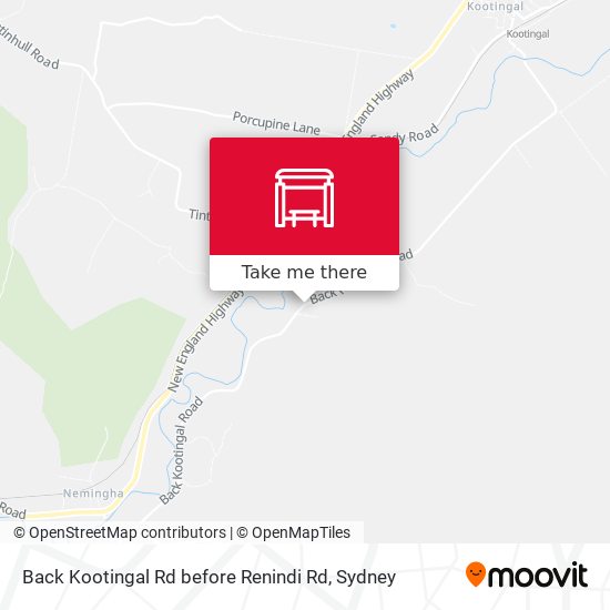 Back Kootingal Rd before Renindi Rd map