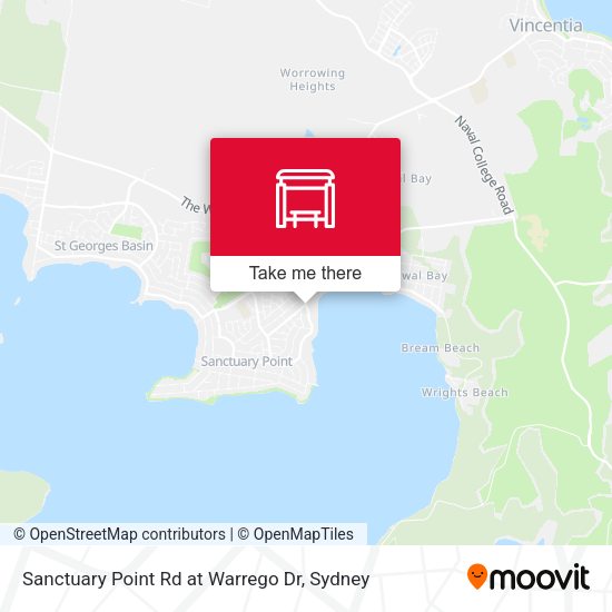 Sanctuary Point Rd at Warrego Dr map