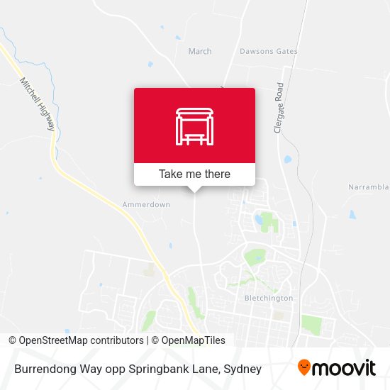 Burrendong Way opp Springbank Lane map